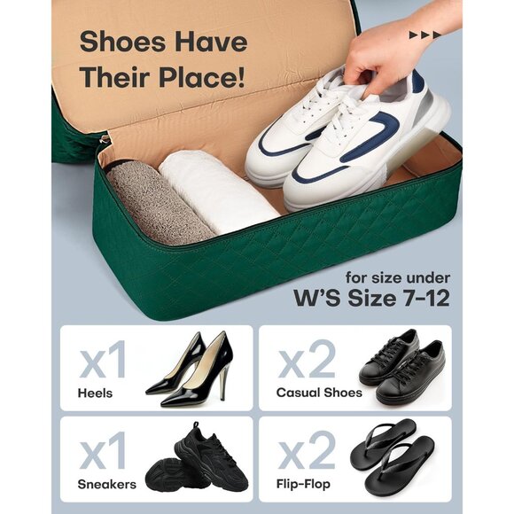 Hotor Women Dark Green Large Overnight with Shoe Compartment Travel Duffel Bag - Picture 4 of 8